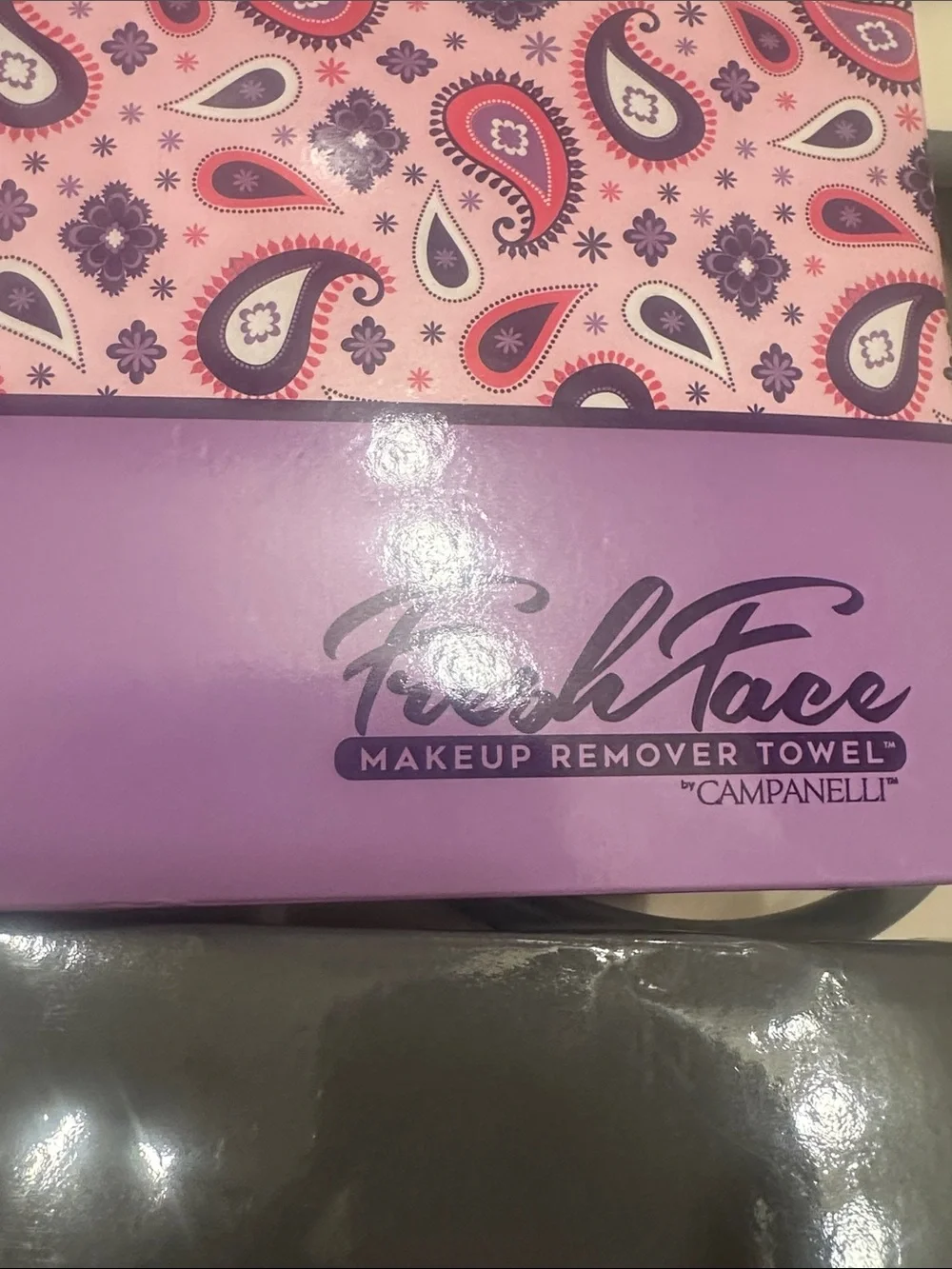 Purple Plush Facial Skincare Headband and Pad Set - Soft Paisley Trim